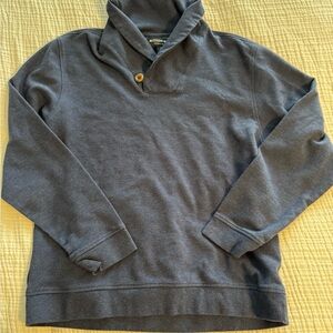 👕Mizzen+Main Gray heathered navy cotton pullover with Ribbed Cuffs. Men’s size S